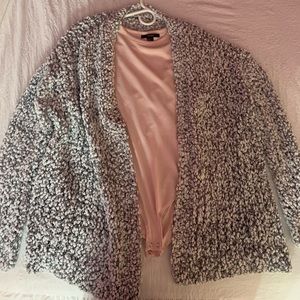Grey and white fuzzy cardigan